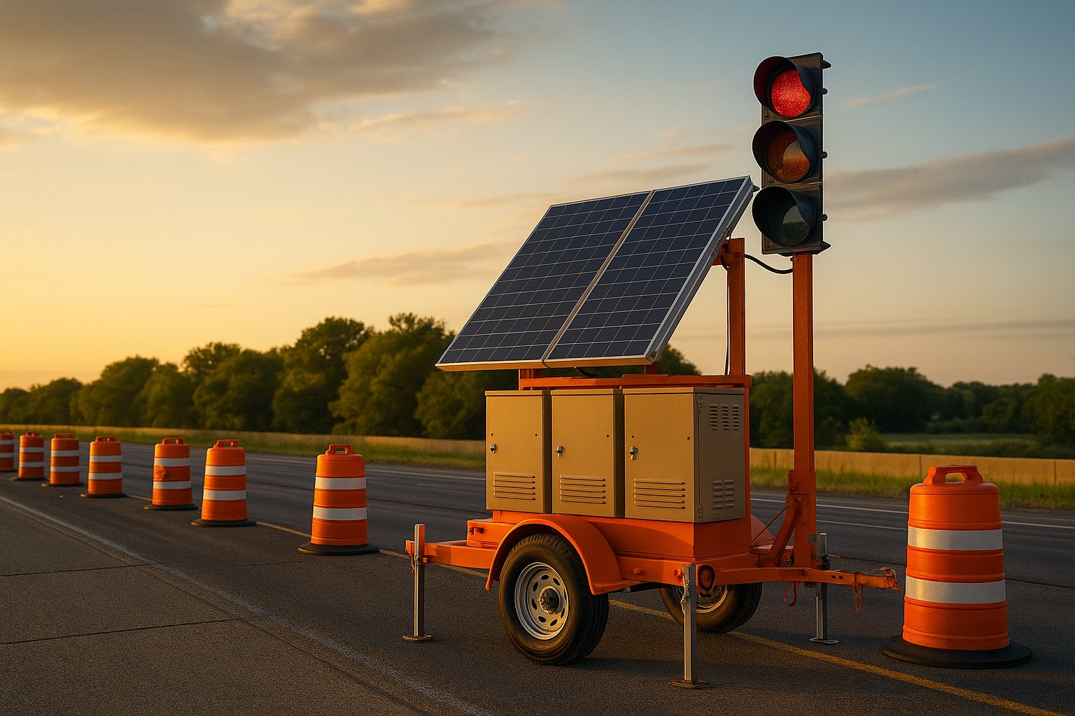 Side by side equipment comparison illustrating traffic control cost efficiency in modern work zones