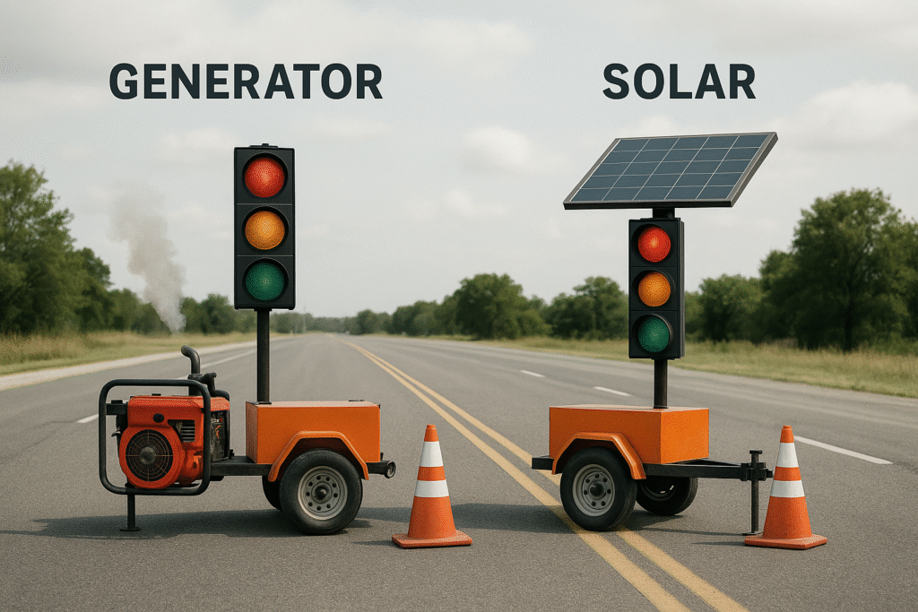 Cost comparison traffic control generator vs solar-powered mobile signal systems on open highway