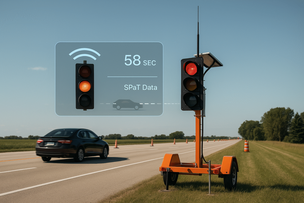 Portable traffic signal integrated with V2X communication system